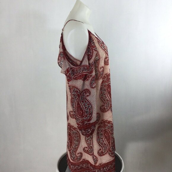 Skies are Blue Womens Dress sz Small Paisley Print Cold Shoulder Wine Red Boho - Picture 4 of 11